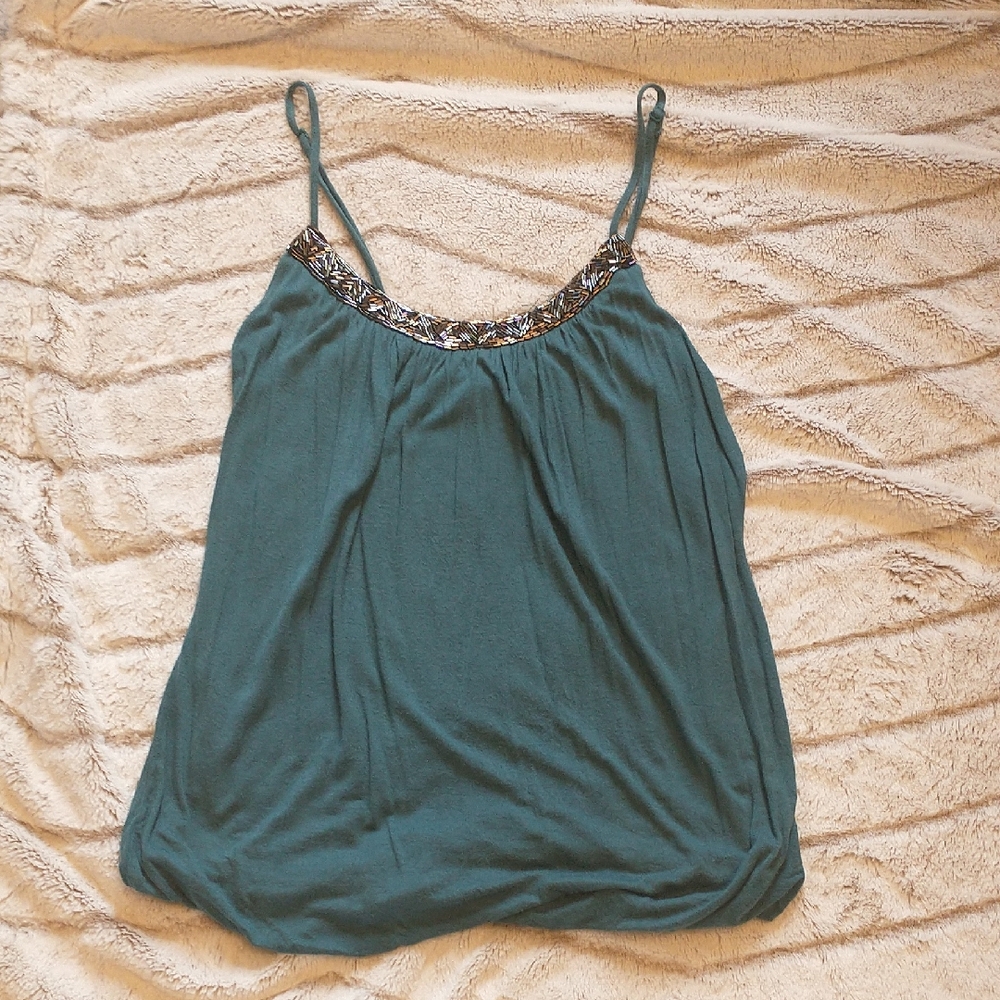 Candie's Teal Camisole with Embellished Neckline